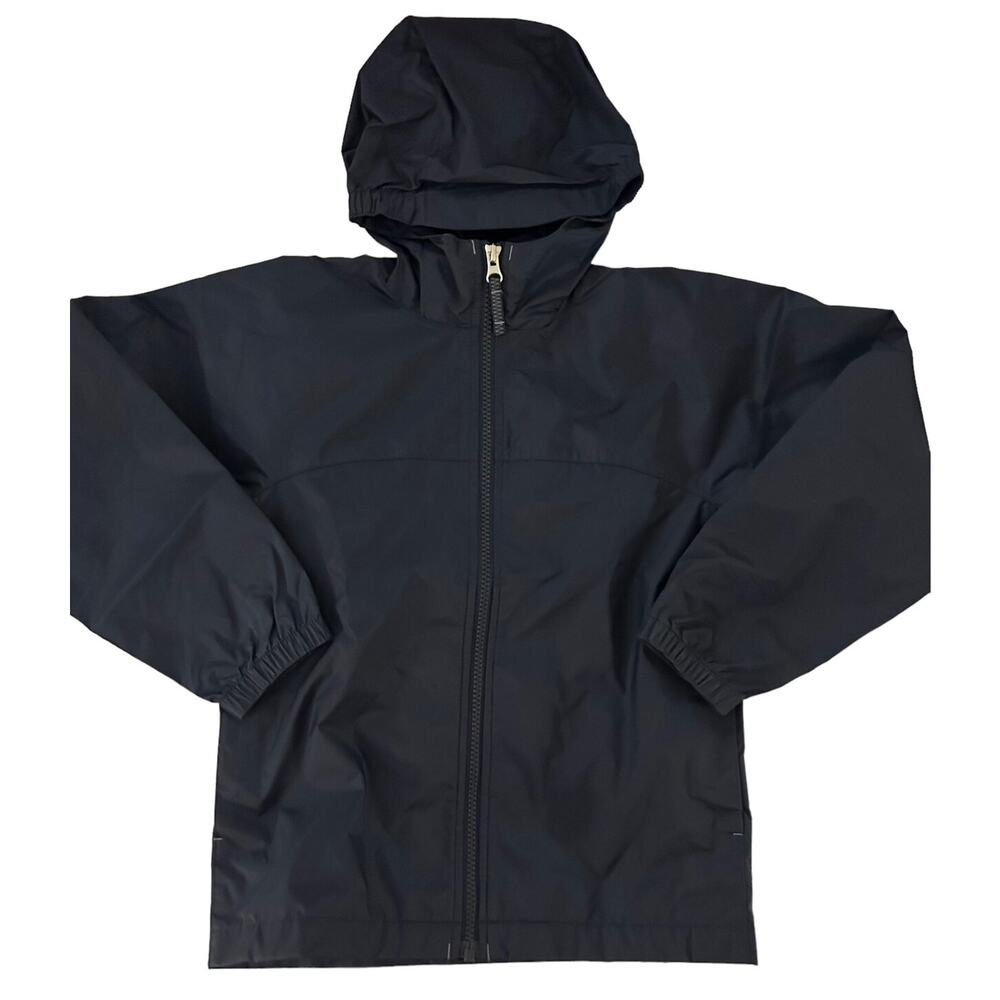 Lands End Navy Blue Hooded Zip Up Windbreaker size 5-6
